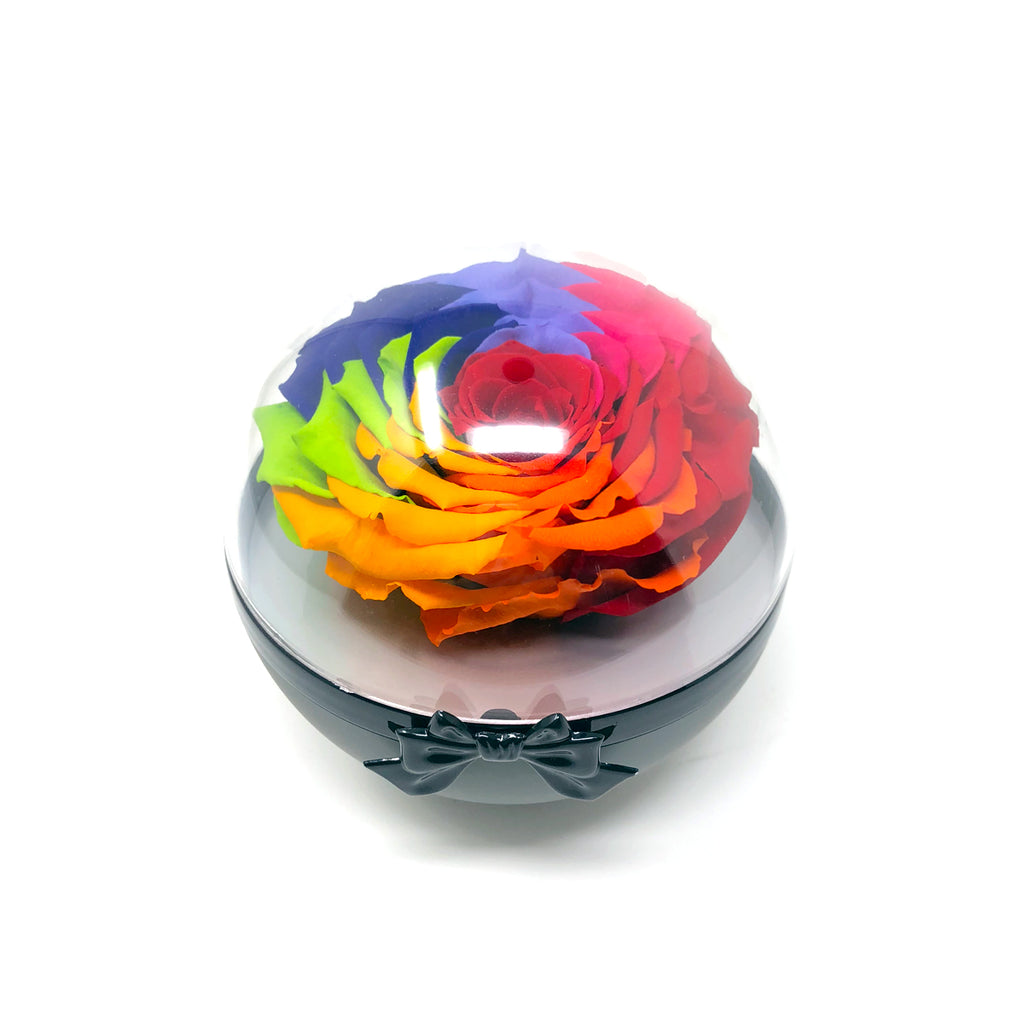 Preserved Rose Crystal Ball | Rainbow Rose - Blossoming Love