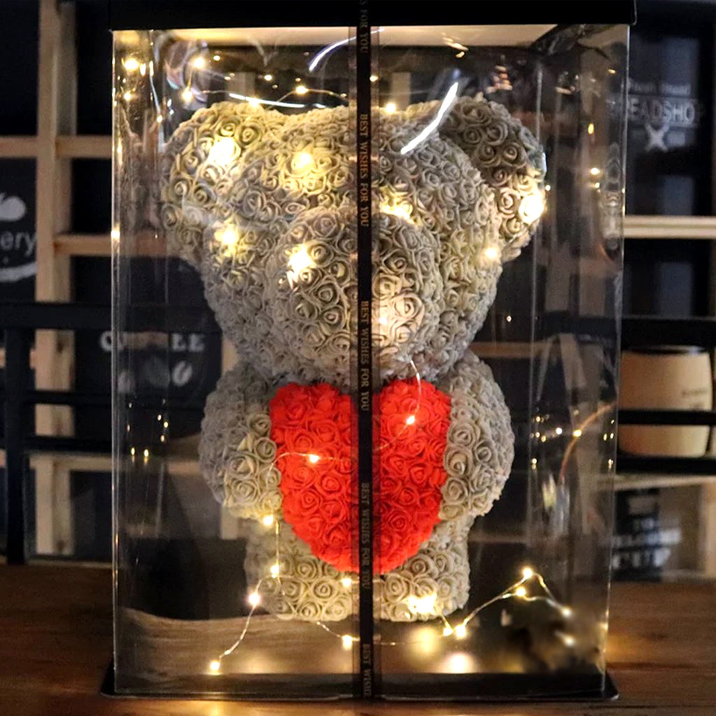 Limited Premium Rose Bear 【Small Size】 -Grey - Blossoming Love