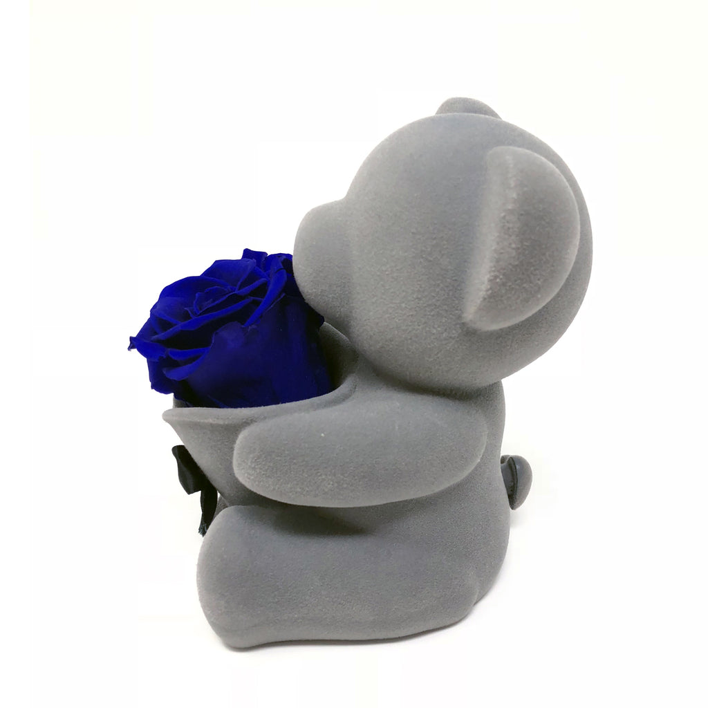 Bear Music Box | Royal Blue Preserved Rose - Blossoming Love