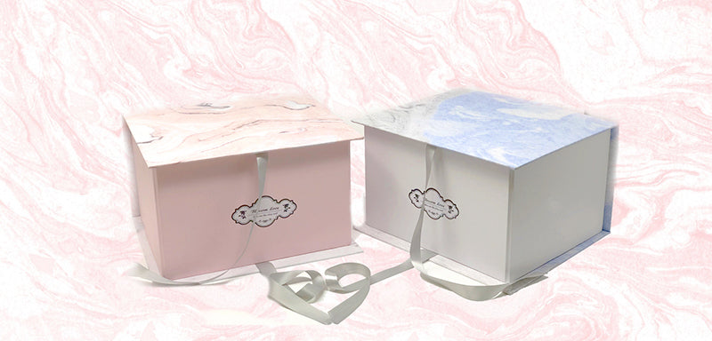Luxury pink marble box | Pink and purple preserved roses - Blossoming Love