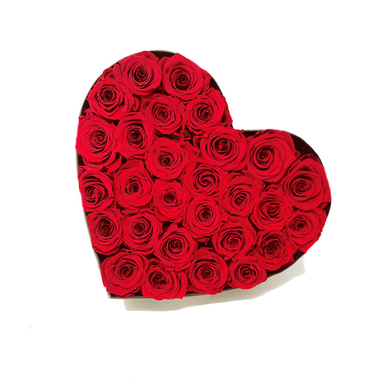 Love box | See-through heart shaped | Red preserved roses - Blossoming Love