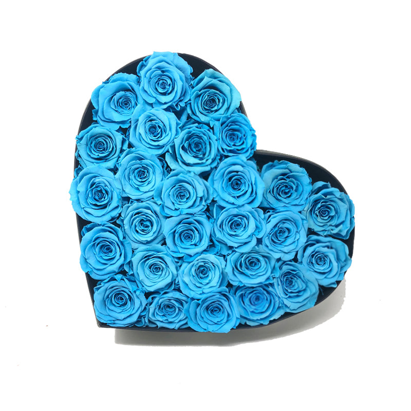 Love box | See-through heart shaped | Tiffany blue preserved roses - Blossoming Love