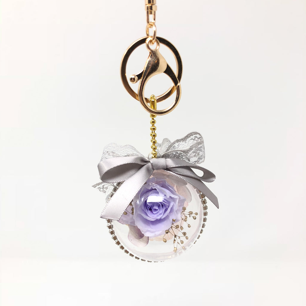 Preserved Rose Keychain - Light Purple - Blossoming Love