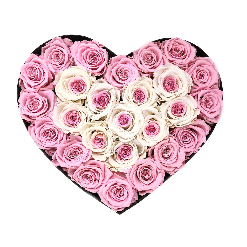 Limited Edition Love box- Sweetheart mixed pink Preserved Roses - Blossoming Love
