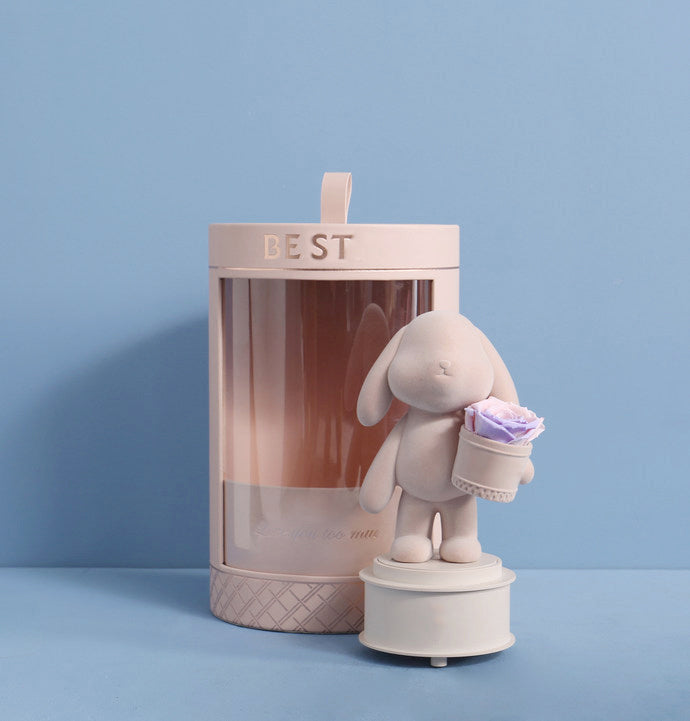 Limited Edition | Little Bunny Preserved Rose Music Box - Blossoming Love