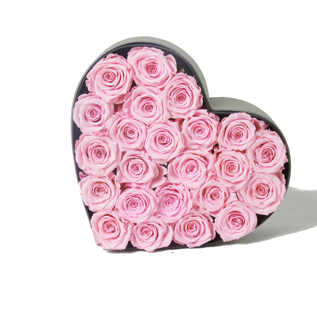 Love box | See-through heart shaped | Pink preserved roses - Blossoming Love