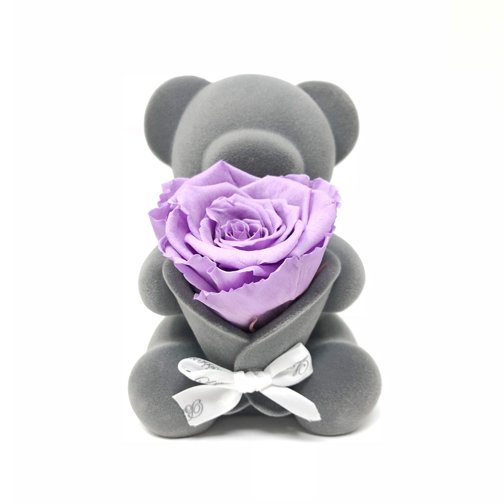 Bear Music Box | Purple Preserved Rose - Blossoming Love