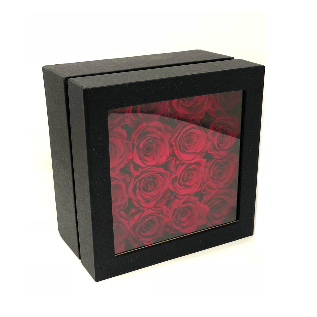 See-through Square box | Hot pink preserved roses - Blossoming Love