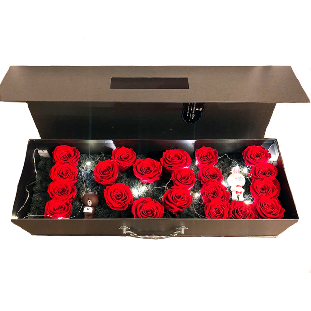 'I Love u' Luxury Rose Arrangement with LED Light - Blossoming Love