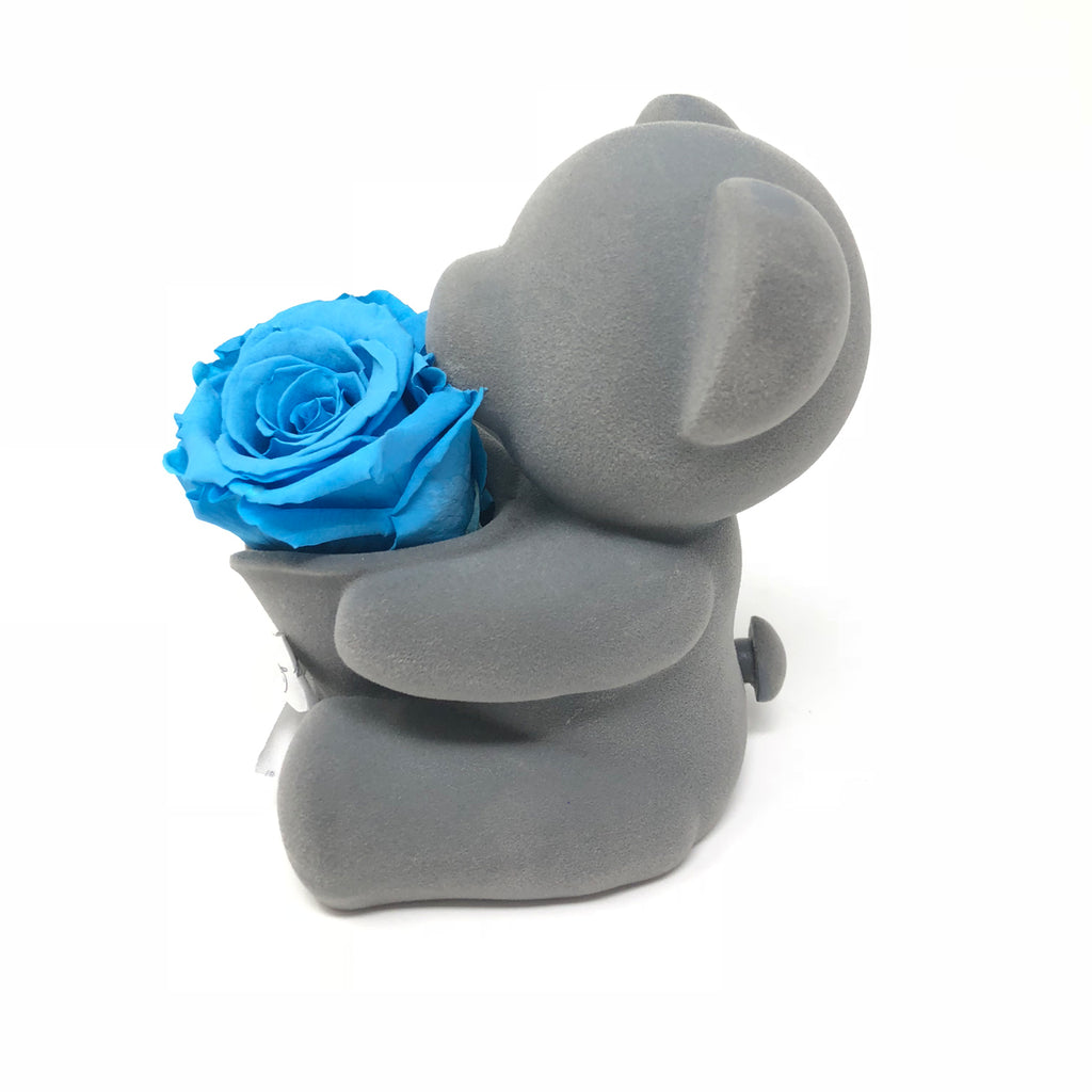 Bear Music Box | Light Blue Preserved Rose - Blossoming Love