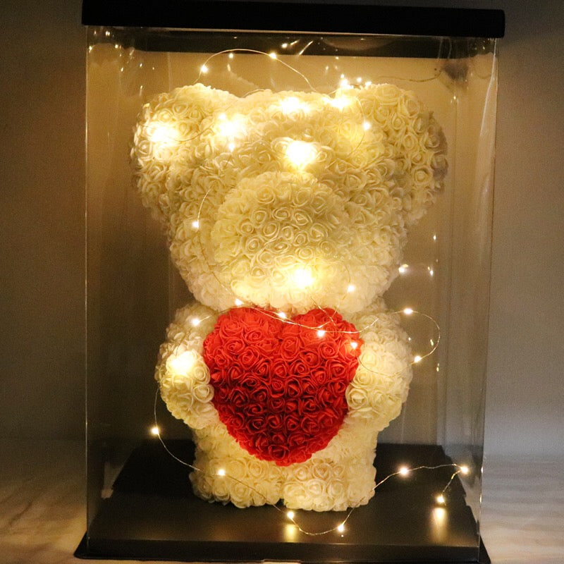 Limited Premium Rose Bear-【Large Size】White - Blossoming Love