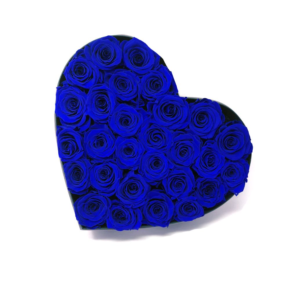 Love box | See-through heart shaped | Blue preserved roses - Blossoming Love
